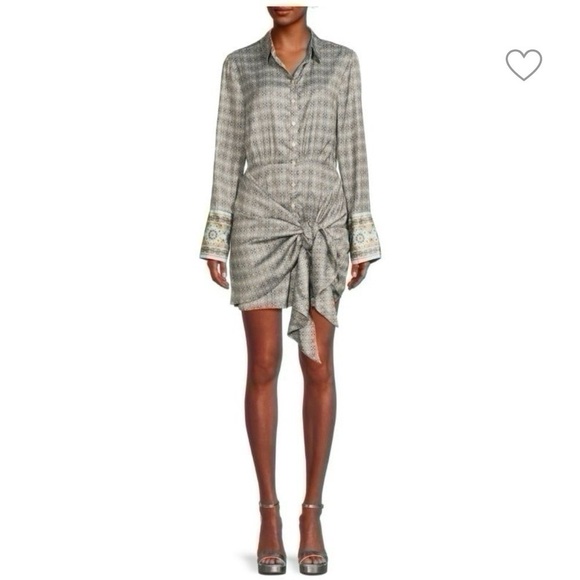 NEW Free People Silky Rillo Print Mini Shirtdress Navy Combo - Picture 1 of 12